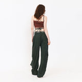 SETSETSET SUMMER COTTON CARGO PANTS GREEN