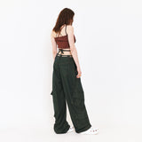 SETSETSET SUMMER COTTON CARGO PANTS GREEN