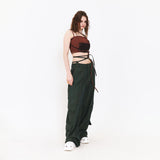 SETSETSET SUMMER COTTON CARGO PANTS GREEN