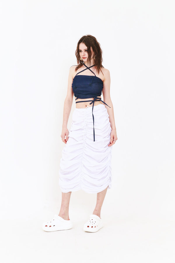 SETSETSET SIGNATURE CROSSOVER SUMMER DENIM TANK TOP BLUE