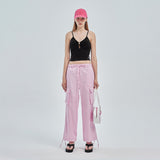 CRANK COTTON WAX CARGO SIDE PANTS PINK