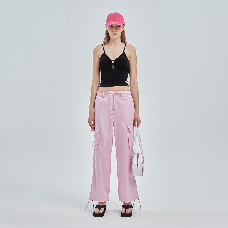 CRANK COTTON WAX CARGO SIDE PANTS PINK