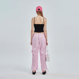 CRANK COTTON WAX CARGO SIDE PANTS PINK
