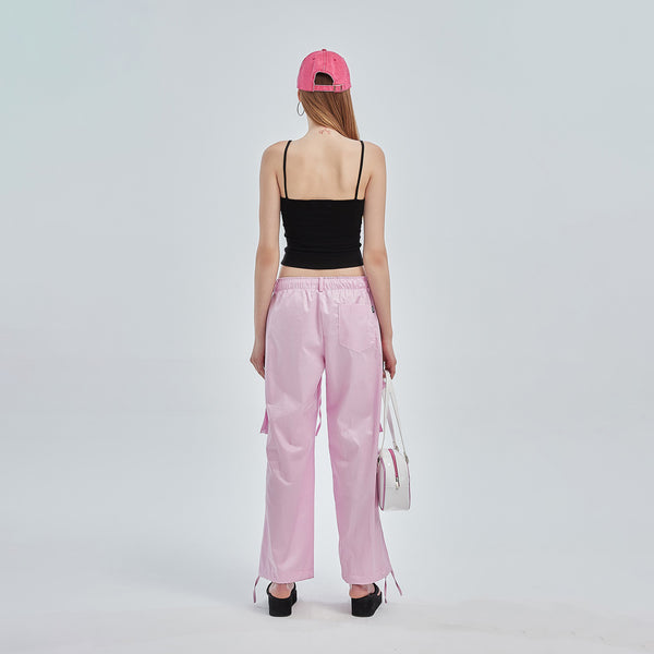 CRANK COTTON WAX CARGO SIDE PANTS PINK