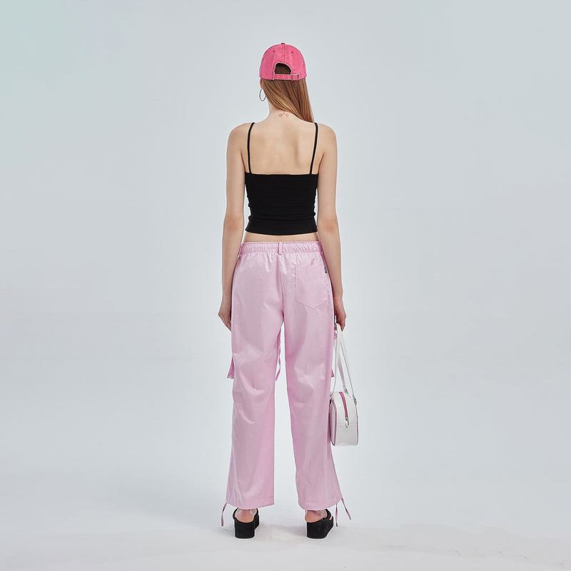 CRANK COTTON WAX CARGO SIDE PANTS PINK