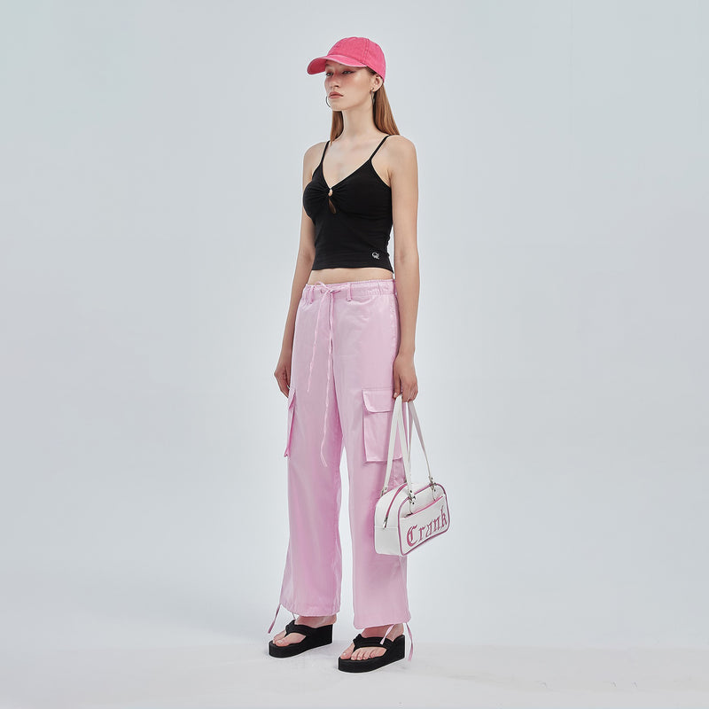 CRANK COTTON WAX CARGO SIDE PANTS PINK