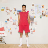 KOWLOON CITY BOY OPEN KNIT TANK FUCHSIA