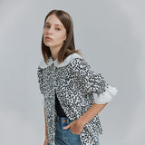 AVAVAV SHORT SLEEVE PLISSE COLLAR BLOUSE BLACK DOTS