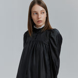AVAVAV MIDI RUFFLE LACE COLLAR DRESS BLACK