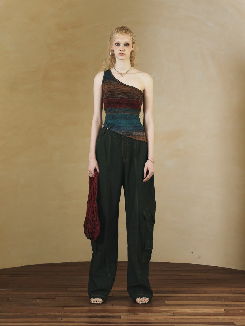 SETSETSET ASYMMETRIC KNIT TOP MULTI
