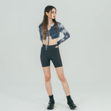 FAN YOUNG TIE DYE CROP CARDIGAN NAVY