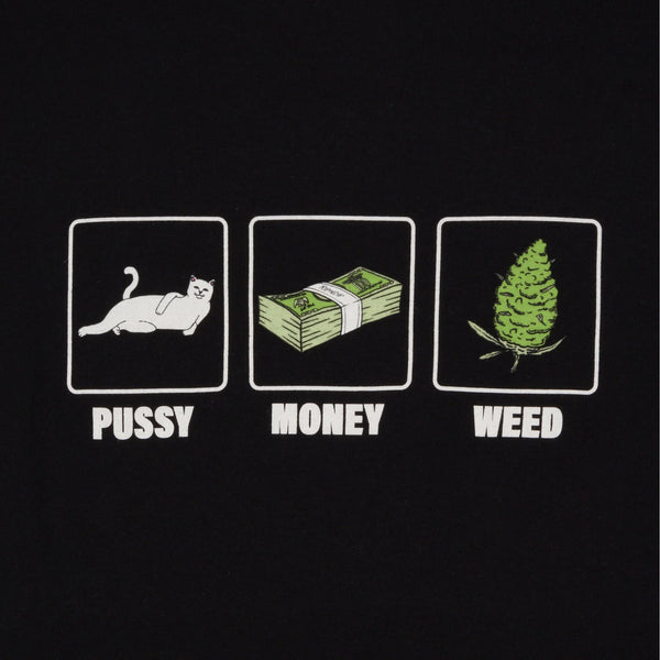 RIPNDIP PU$$Y, MONEY, WEED TEE BLACK