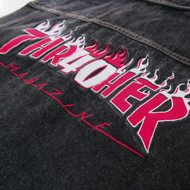 THRASHER 40 YEARS FLAME DENIM VEST BLACK