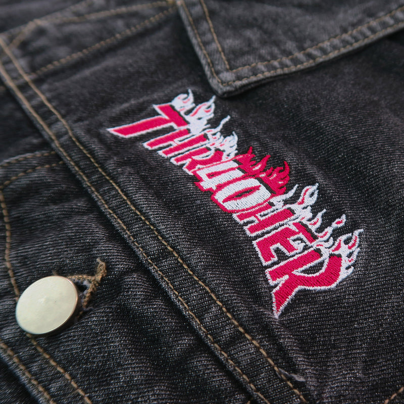 THRASHER 40 YEARS FLAME DENIM VEST BLACK
