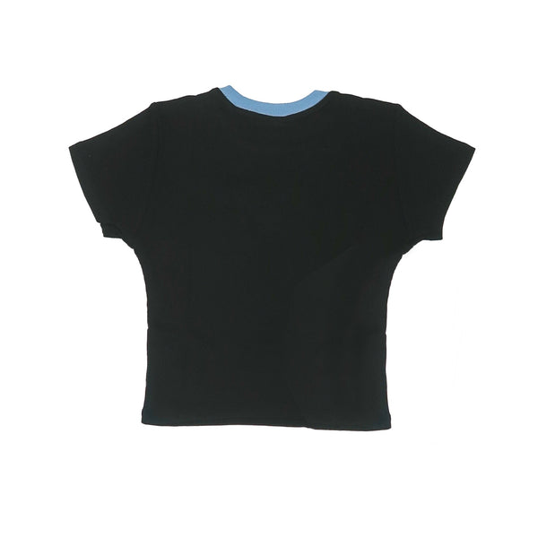 SETSETSET FLOWER PATCH CROP T-SHIRT BLACK