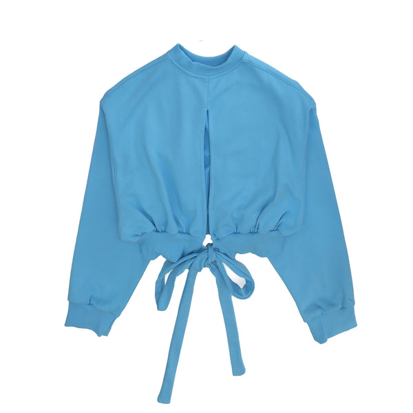 SETSETSET BACK SLIT CROP SWEATSHIRT SKY BLUE