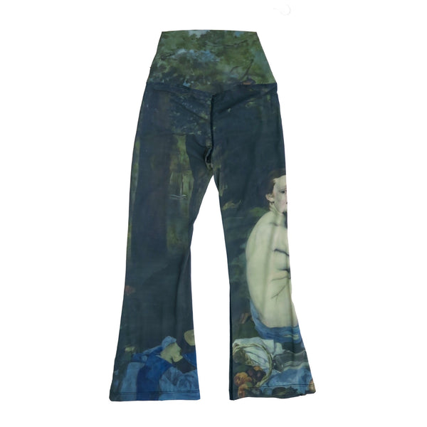 SETSETSET BOOT CUT PRINT LEGGINGS BLACK / LIGHT GREEN