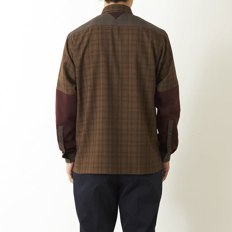 WHITE MOUNTAINEERING GLEN CHECK CARPENTOR SHIRT CAMEL