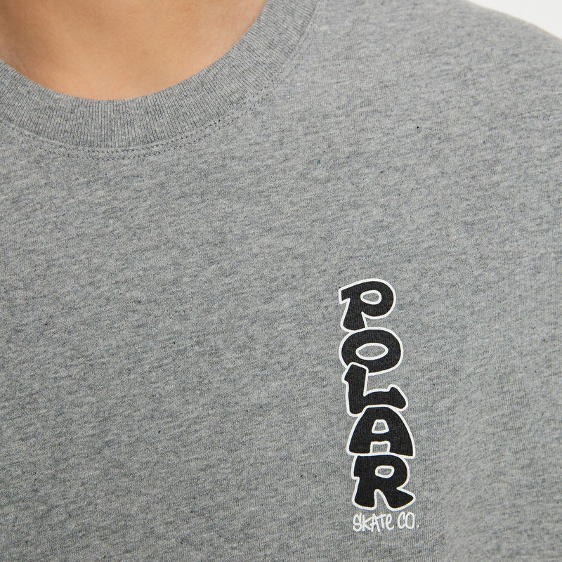 POLAR SKATE VERTICAL LOGO TEE HEATHER GREY