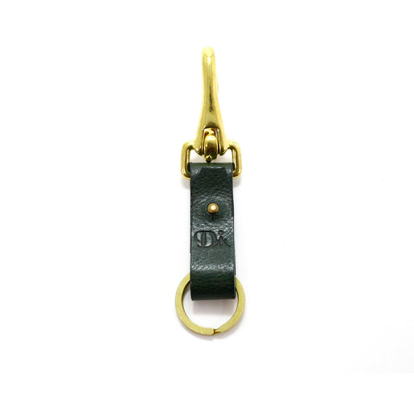 DIARGE BRASS & LEATHER BOTTLE KEYRING DARK GREEN
