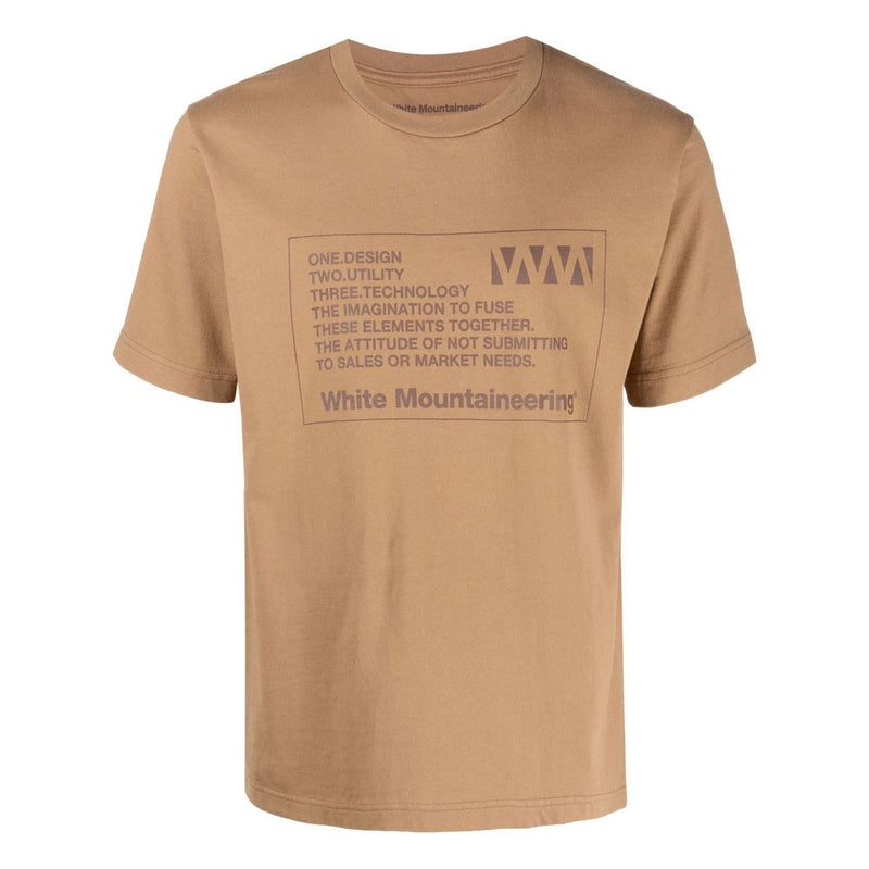 WHITE MOUNTAINEERING LABEL PRINTED T-SHIRT BEIGE