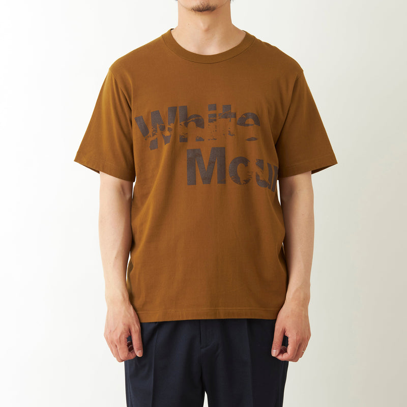 WHITE MOUNTAINEERING MOUNTAIN PATTERN WM LOGO PRINTED T-SHIRT BROWN