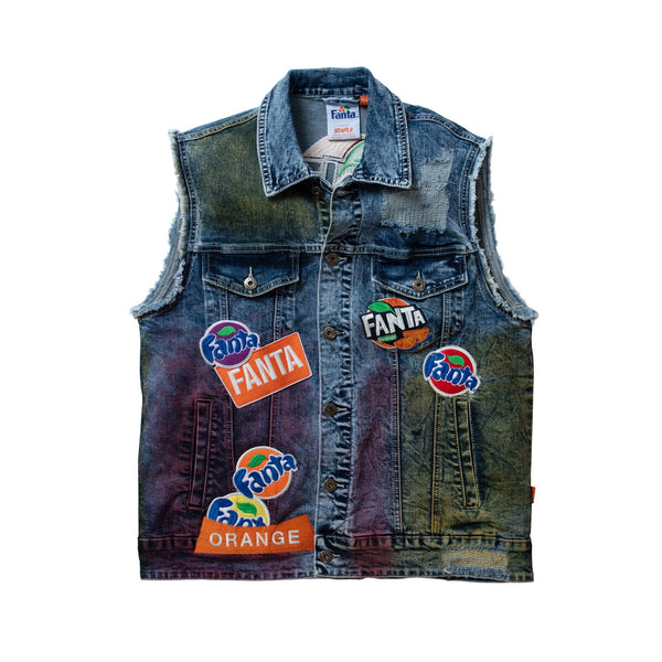 STAPLE PIGEON X FANTA DENIM VEST LIGHT STONE WASH