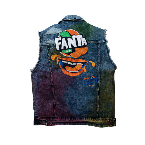 STAPLE PIGEON X FANTA DENIM VEST LIGHT STONE WASH