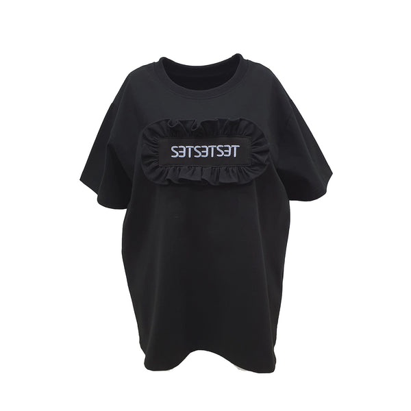 SETSETSET FRILL PATCH T-SHIRT BLACK