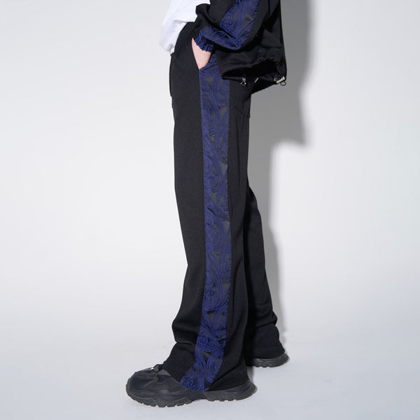 SSERPE BLUE PAISLEY JACQUARD TRACK PANTS BLACK & BLUE