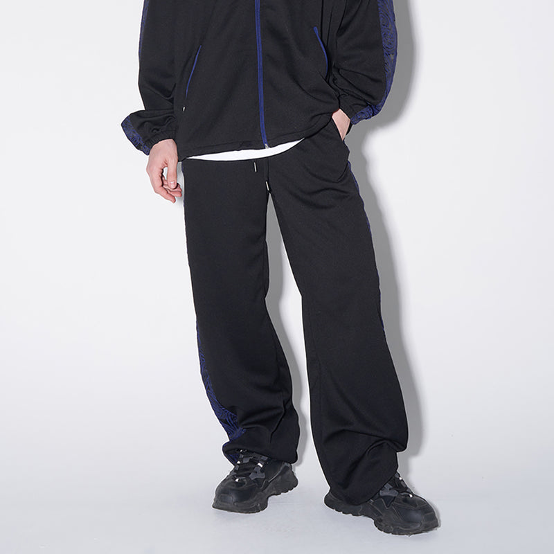 SSERPE BLUE PAISLEY JACQUARD TRACK PANTS BLACK & BLUE