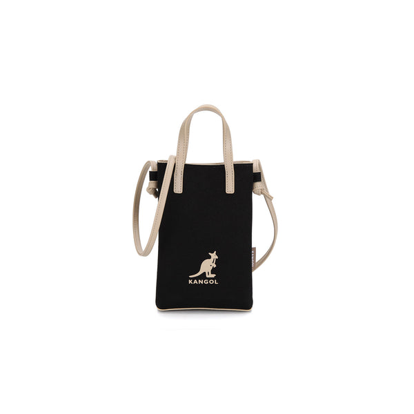 KANGOL DUO CANVAS MINI CROSS BAG BLACK
