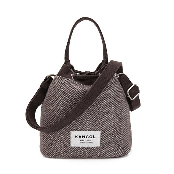 KANGOL HERRINGBONE BUCKET BAG GREY