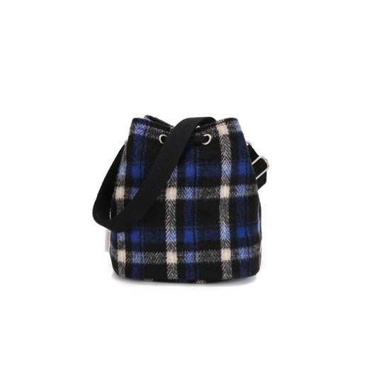 KANGOL CHECKER II BUCKET BAG NAVY