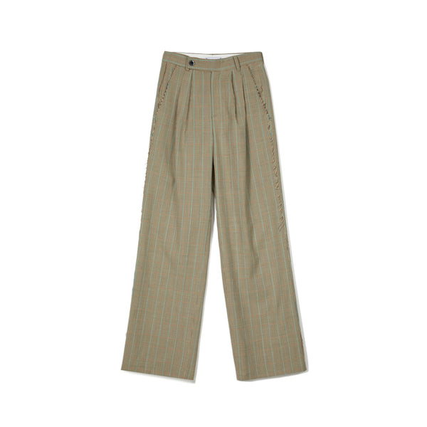 RSVP UNISEX OUT SEAM RAW EDGE PANTS BEIGE