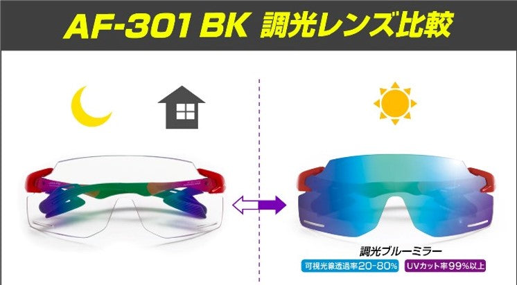 AIRFLY AF-301 C-6BK PHOTOCHROMIC SUNGLASSES RED