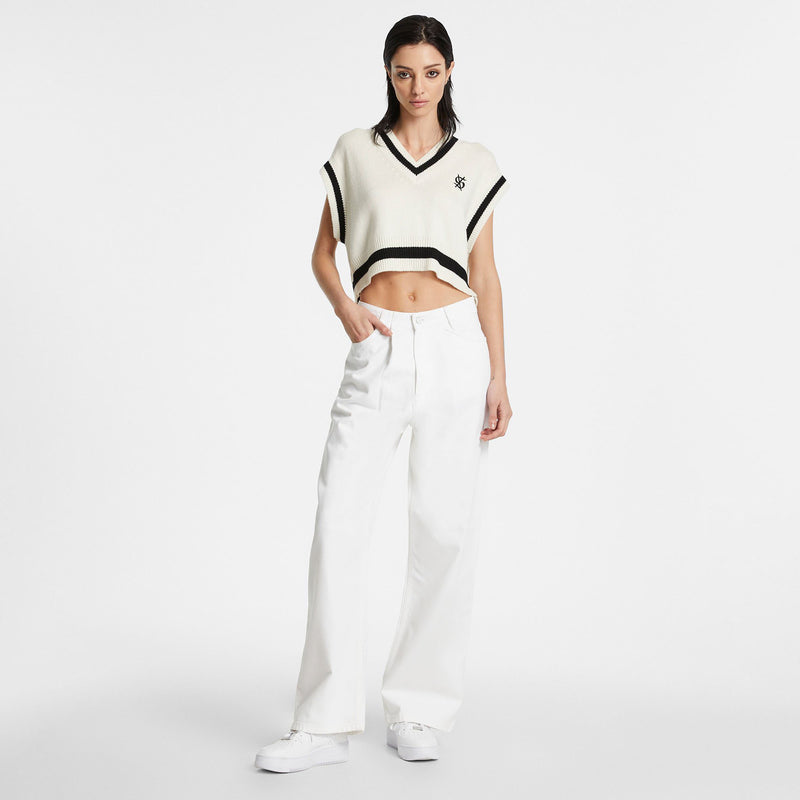 KSUBI CROSS DOLLAR KNIT VEST WHITE