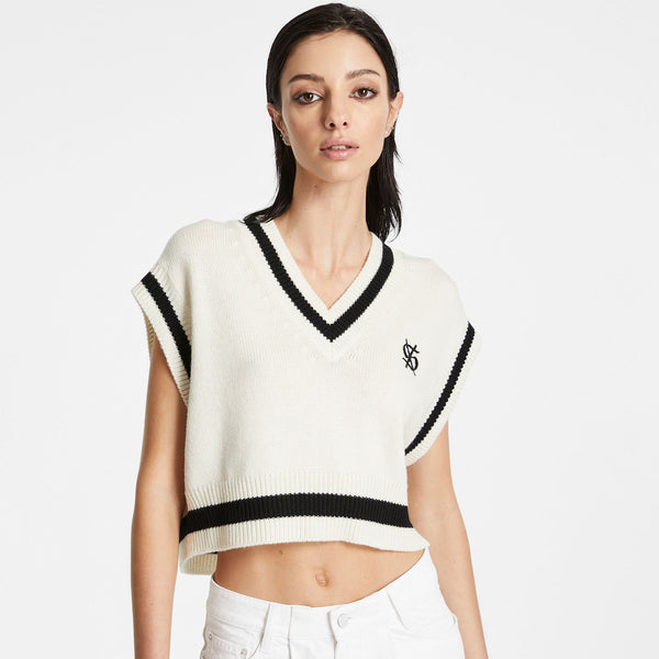 KSUBI CROSS DOLLAR KNIT VEST WHITE