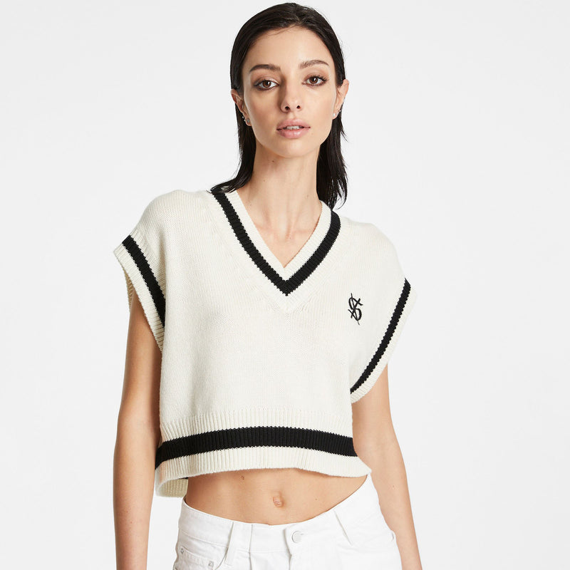 KSUBI CROSS DOLLAR KNIT VEST WHITE