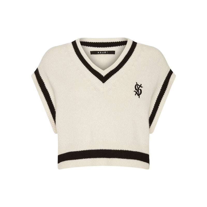 KSUBI CROSS DOLLAR KNIT VEST WHITE