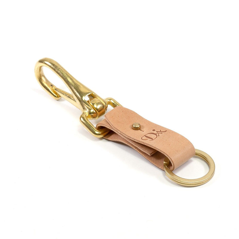 DIARGE BRASS & LEATHER BOTTLE KEYRING NATURAL