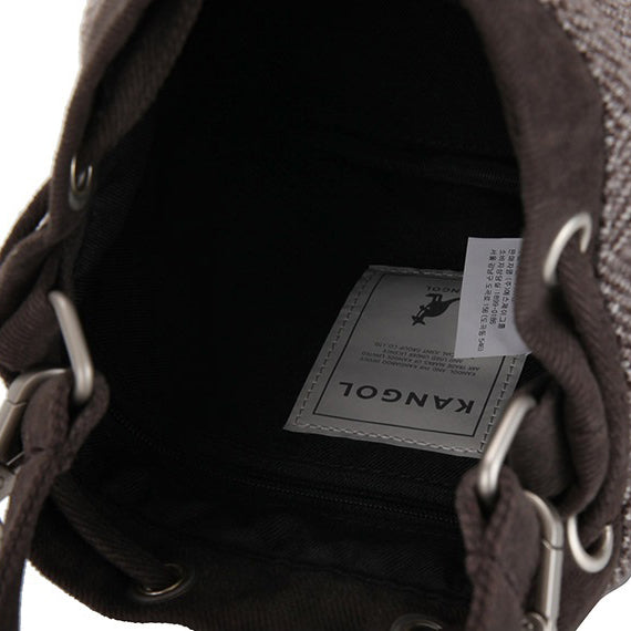 KANGOL HERRINGBONE BUCKET BAG GREY