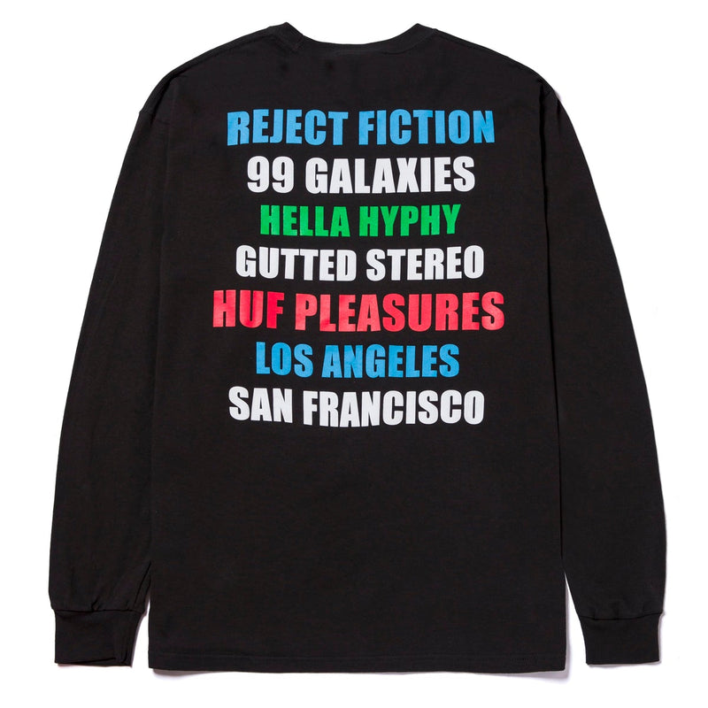 HUF X PLEASURES 12 GALAXIES L/S TEE BLACK