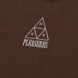 HUF X PLEASURES DYED S/S TEE BROWN