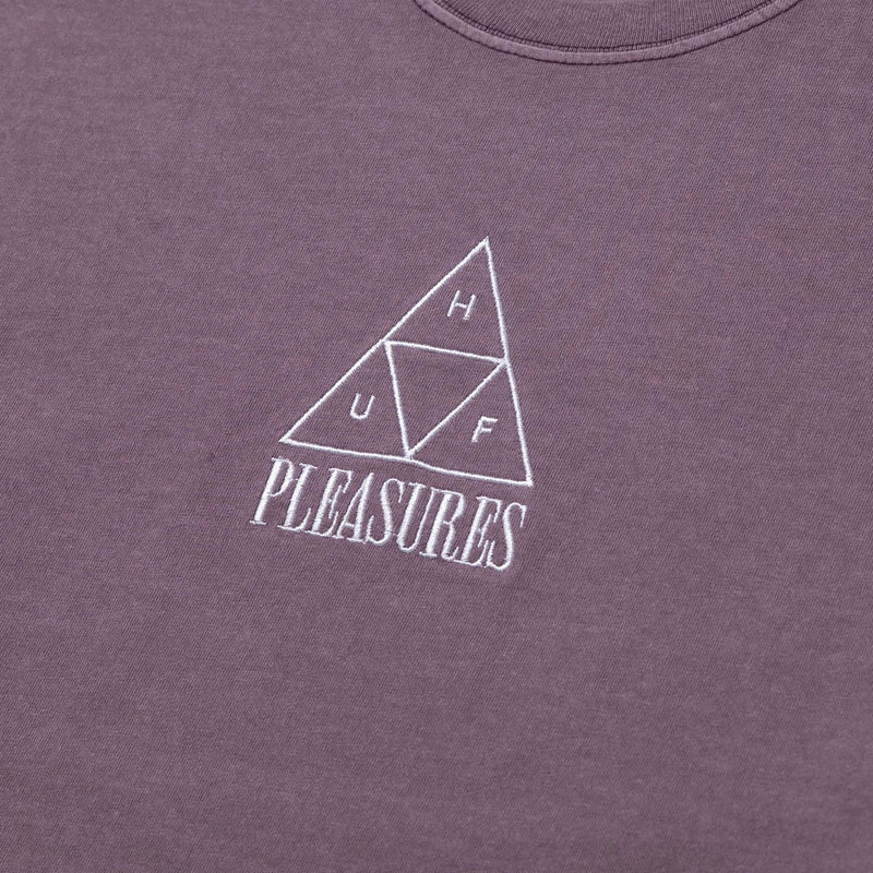 HUF X PLEASURES DYED S/S TEE PURPLE