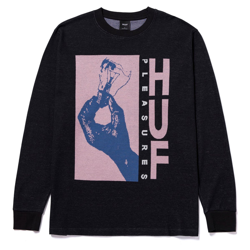 HUF x PLEASURES LIGHT UP JACQUARD L/S KNIT BLACK