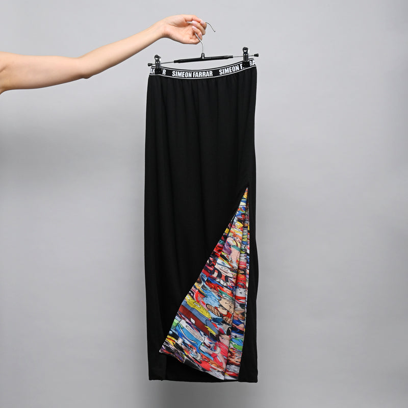 SIMEON FARRAR VISCOSE SLIT SKIRT BLACK