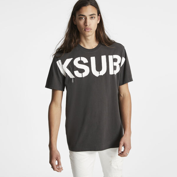 KSUBI STENCIL KASH SS TEE CHARCOAL