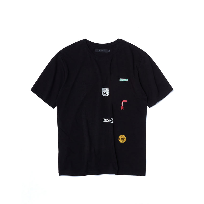TEE LIBRARY ROAD SIGN TEE BLACK