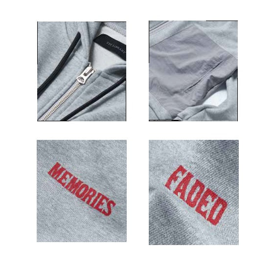 TEE LIBRARY FADED MEMORIED ZIP-UP HOODIE MELANGE